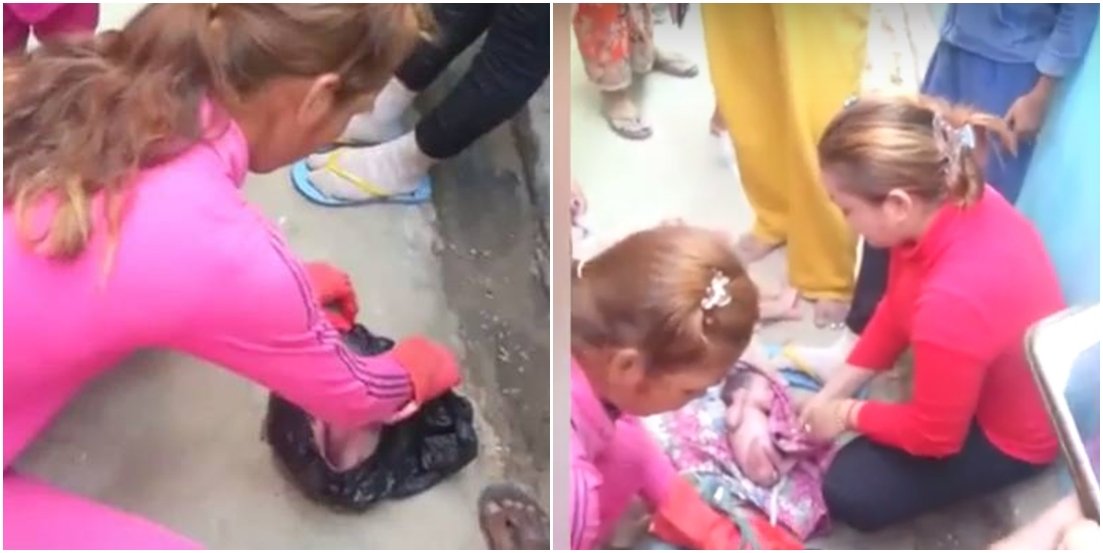 VIDEO | Momentul incredibil în care un bebeluş viu e găsit pe stradă, într-o pungă