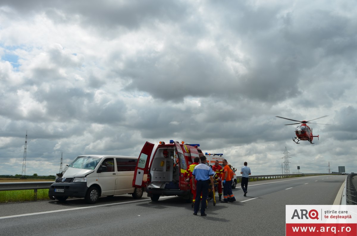 Accident cu șase răniți pe Autostrada Arad - Timișoara