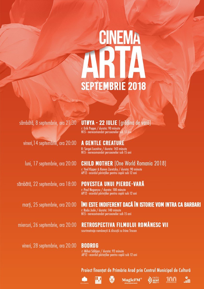 Premiere europene şi româneşti și discuţii cu invitaţi speciali în luna septembrie la Cinema Arta
