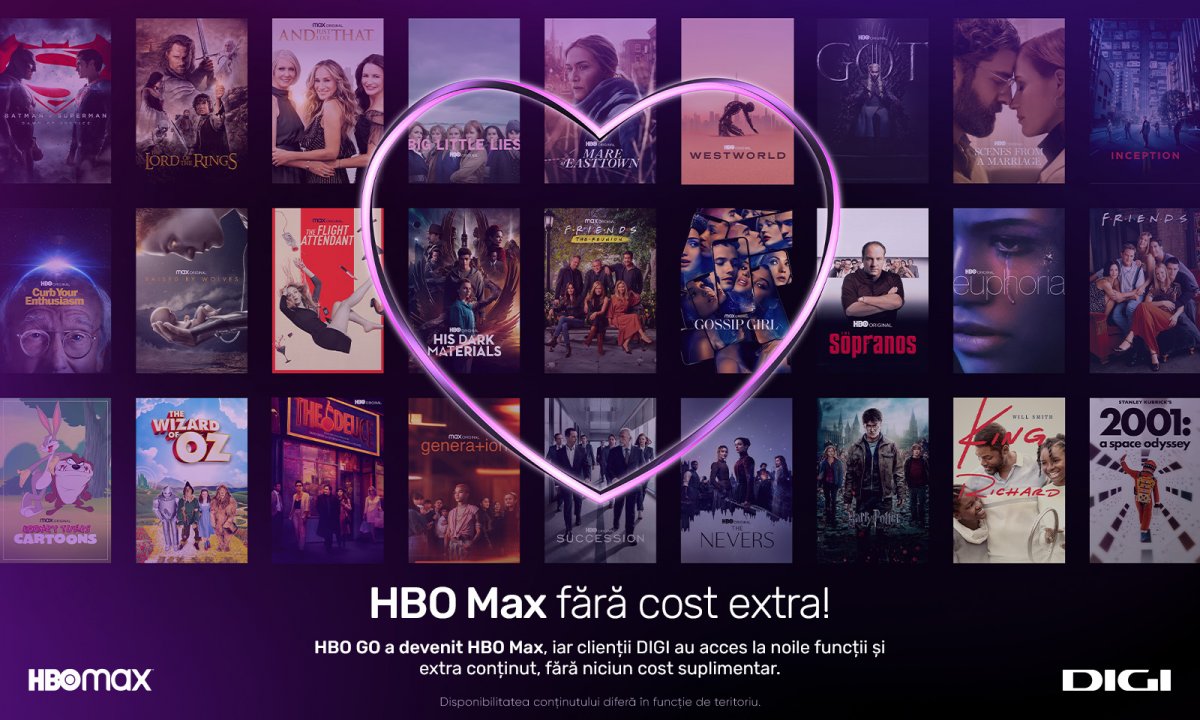 Abonații DIGI beneficiază, fără niciun cost,  de experiențe de streaming premium, cu noul serviciu HBO Max