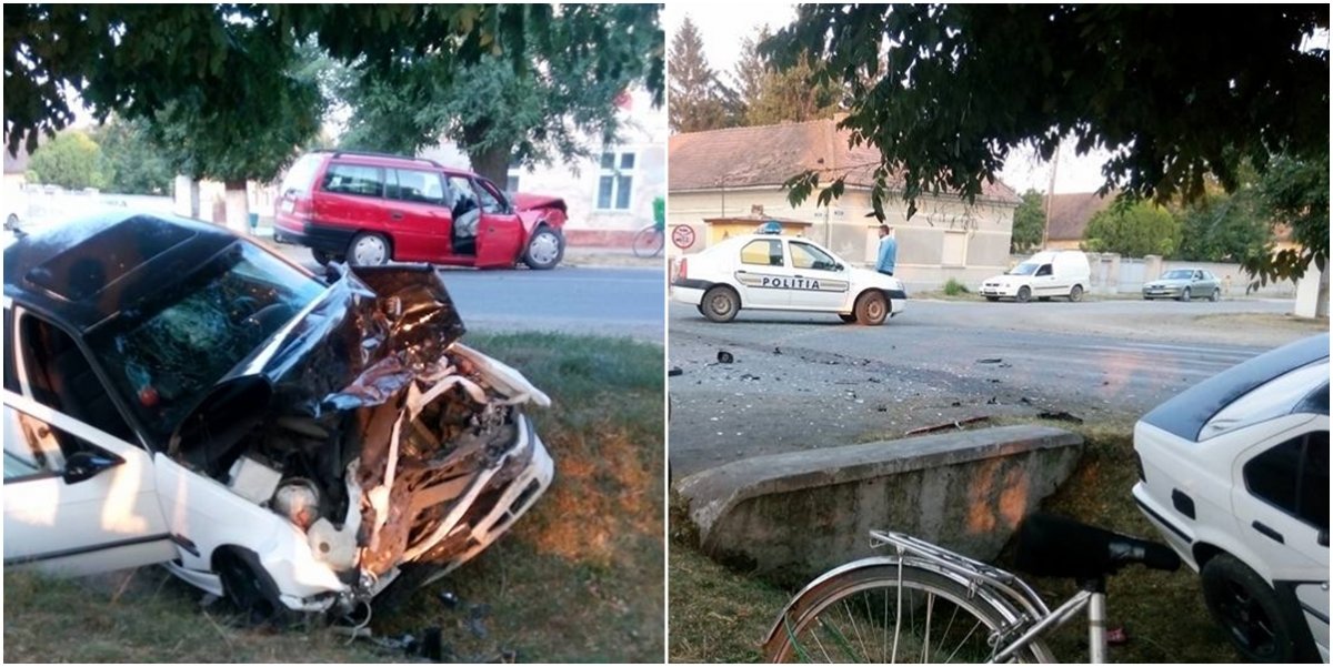 FOTO | Accident cu patru răniți în centrul orașului Sântana