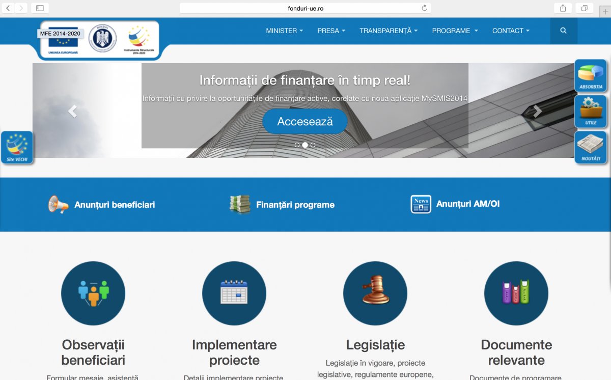 Ministerul Fondurilor Europene lansează un nou site