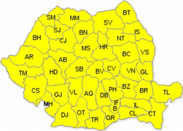 COD GALBEN DE GER, timp de trei zile, în toată România. Până la ce minime scade temperatura