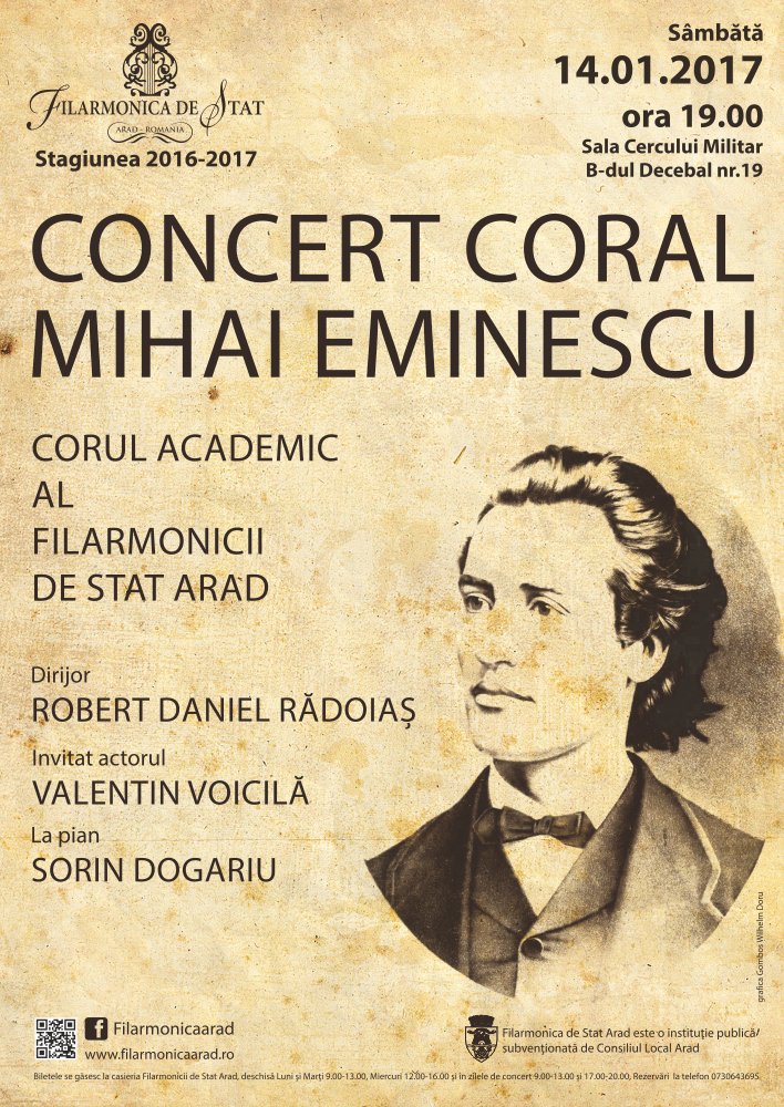 Concert coral “Mihai Eminescu” și un recitator extraordinar – actorul Valentin Voicilă