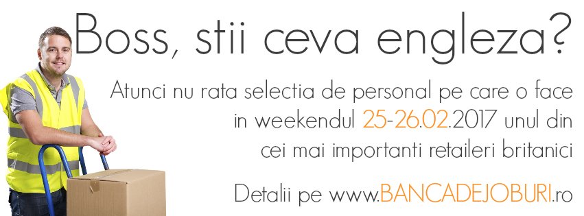 Obține pe loc un job în weekendul 25-26 februarie 2017, când unul din cei mai importanți angajatori britanici din domeniul retail selectează personal la Brașov
