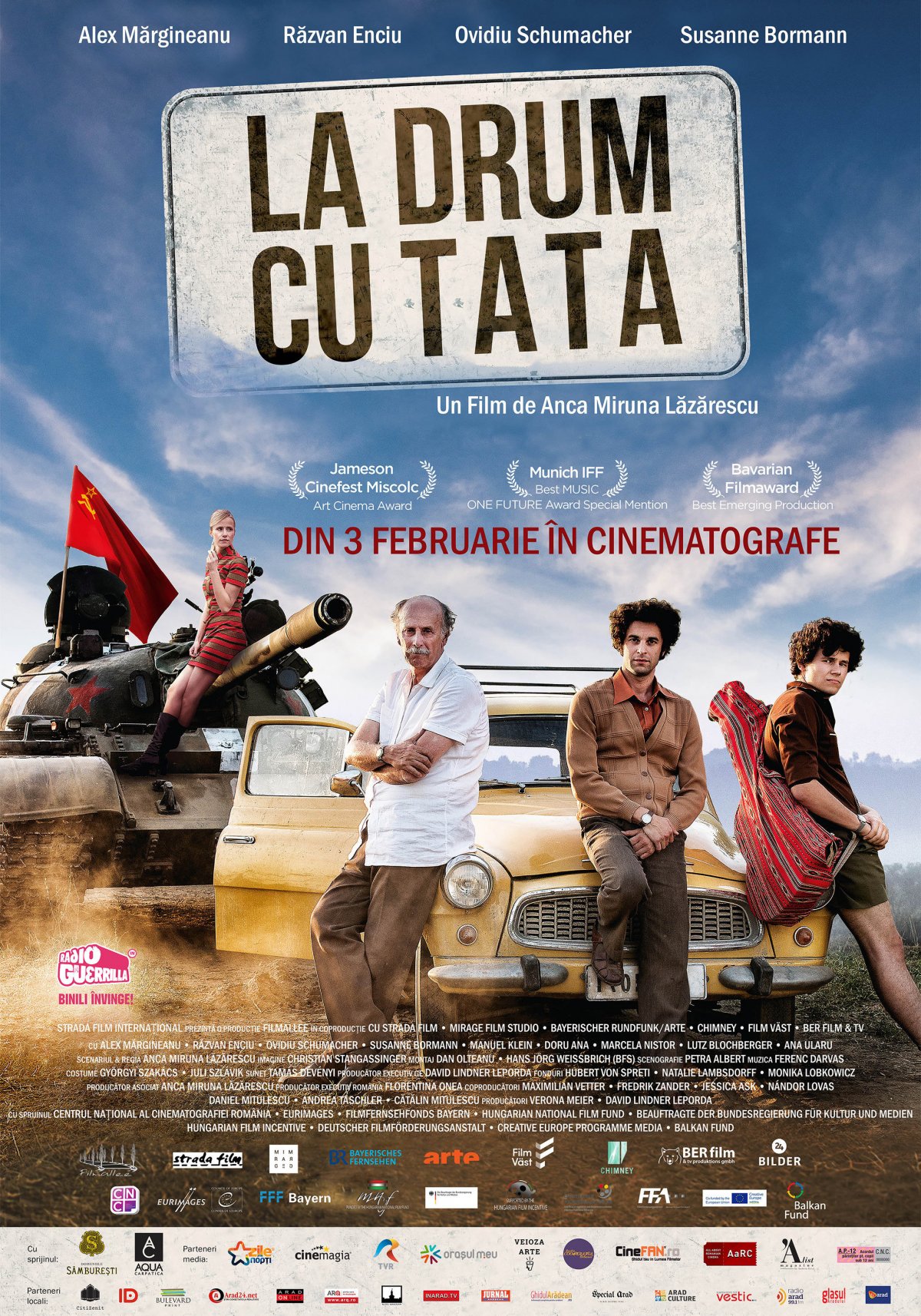 Echipa filmului La drum cu tata, se întâlnește cu publicul din Arad pe 4 februarie la Cinema Arta