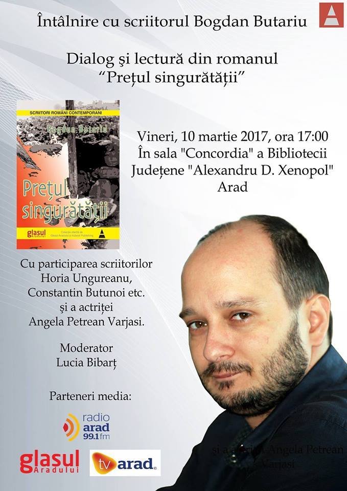 Lansare de carte la bibliotecă: ”PREȚUL SINGURĂTĂȚII” -  BOGDAN BUTARIU