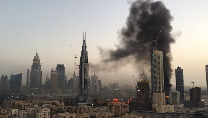 Incendiu puternic în Dubai, în apropiere de Burj Khalifa