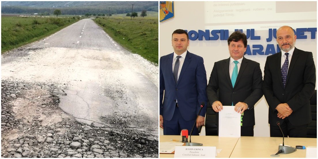 Consiliul Județean Arad a obținut o finanțare de 33 milioane de euro pentru trei drumuri județene