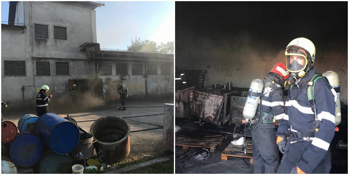 FOTO | Incendiu la o fabrică din județ. Un nor TOXIC a acoperit zona