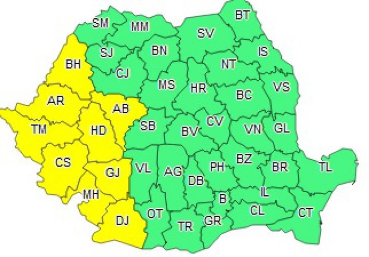 ALERTĂ METEO de ultimă oră. Cod galben de CANICULĂ în vest!