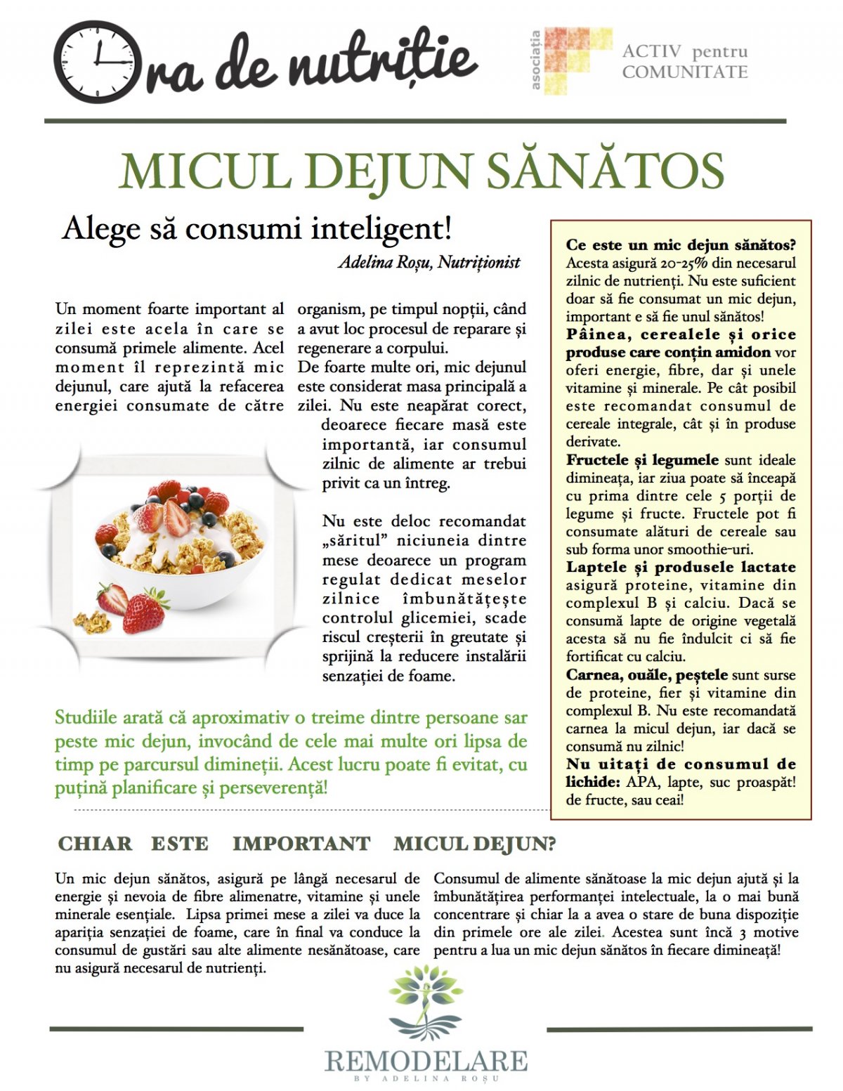 MICUL DEJUN SĂNĂTOS  -  Alege să consumi inteligent!