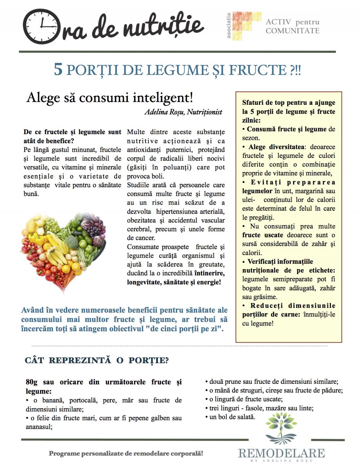 5 PORȚII DE LEGUME ȘI FRUCTE ?!!  Alege să consumi inteligent!