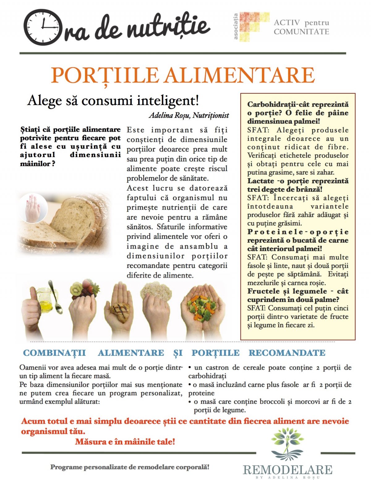 DIMENSIUNEA PORȚIIOR ALIMENTARE Alege să consumi inteligent!