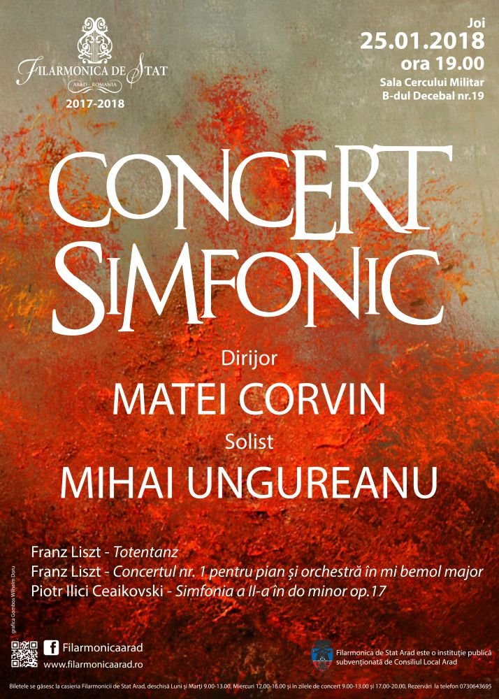 Concert simfonic cu pianistul Mihai Ungureanu la Filarmonica arădeană
