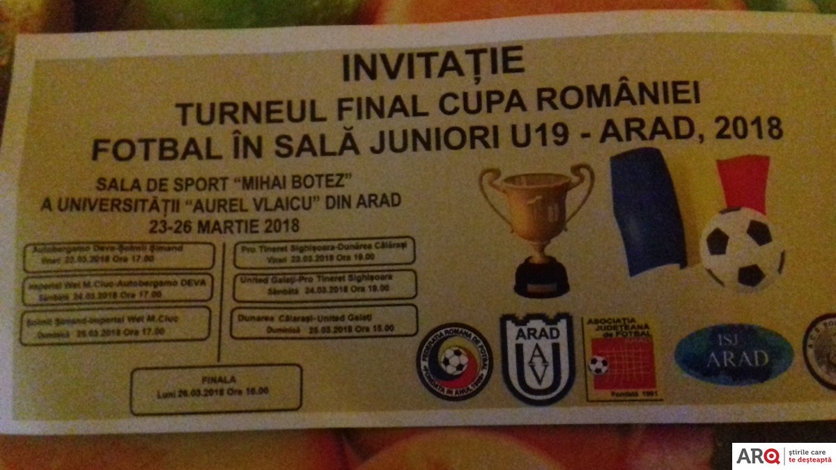 Aradul va fi gazda Turneului final al Cupei României la fotbal în sală, Juniori U 19