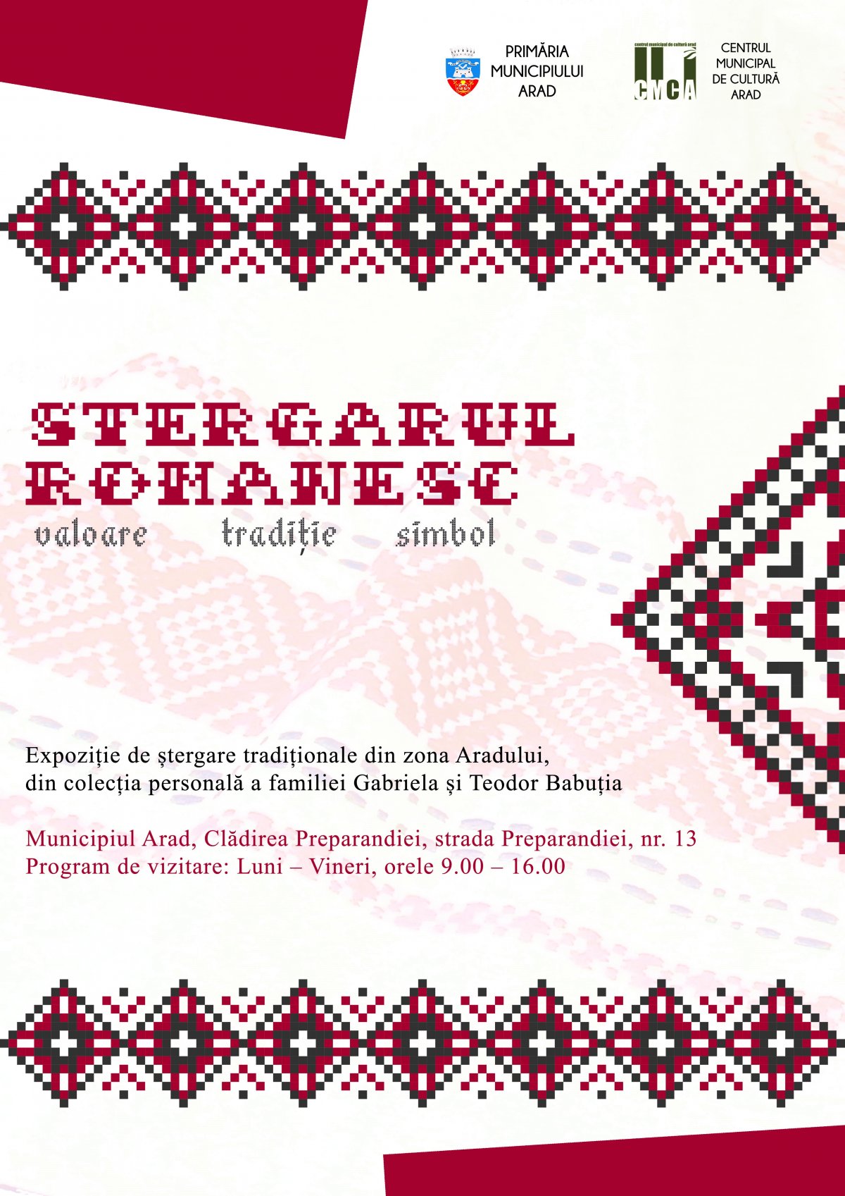 Ștergare tradiționale din zona Aradului, expuse în Clădirea Preparandiei