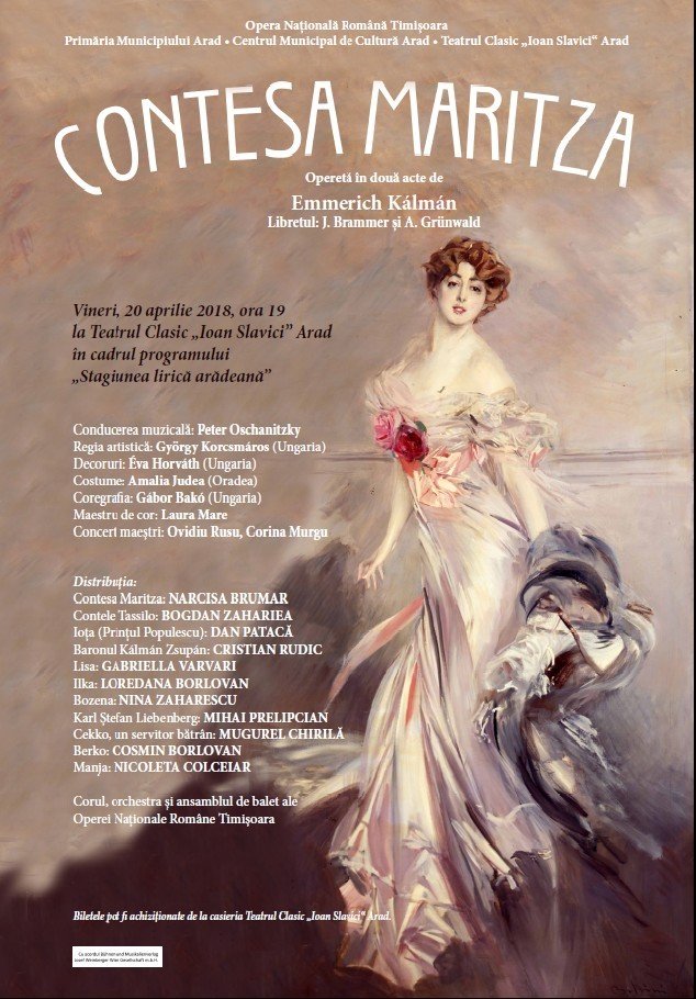 Opereta „Contesa Maritza“ deschide „Stagiunea lirică arădeană“