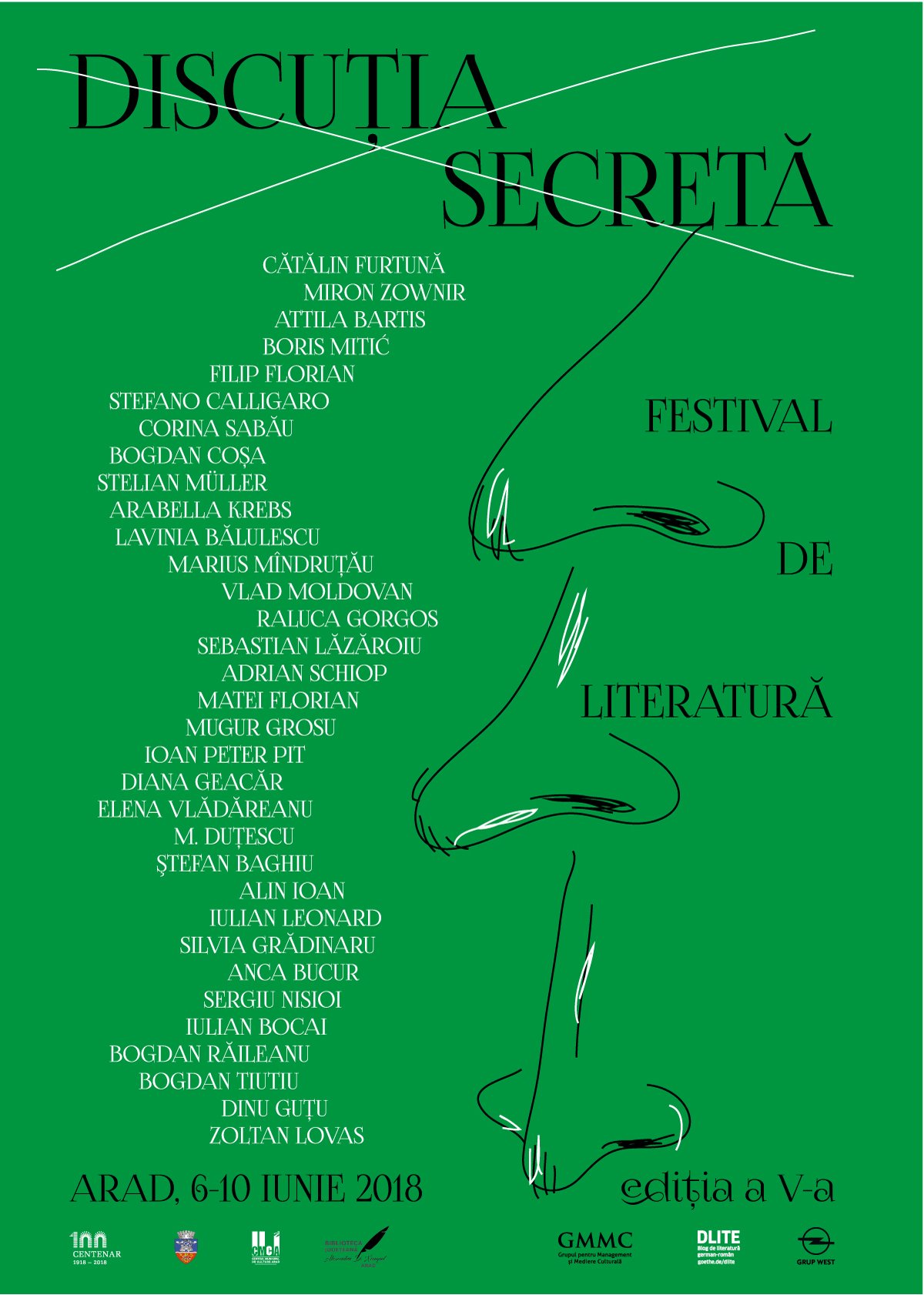 Festivalul internațional de literatură Discuția secretă ediția a V-a, Arad 6-10 iunie 2018