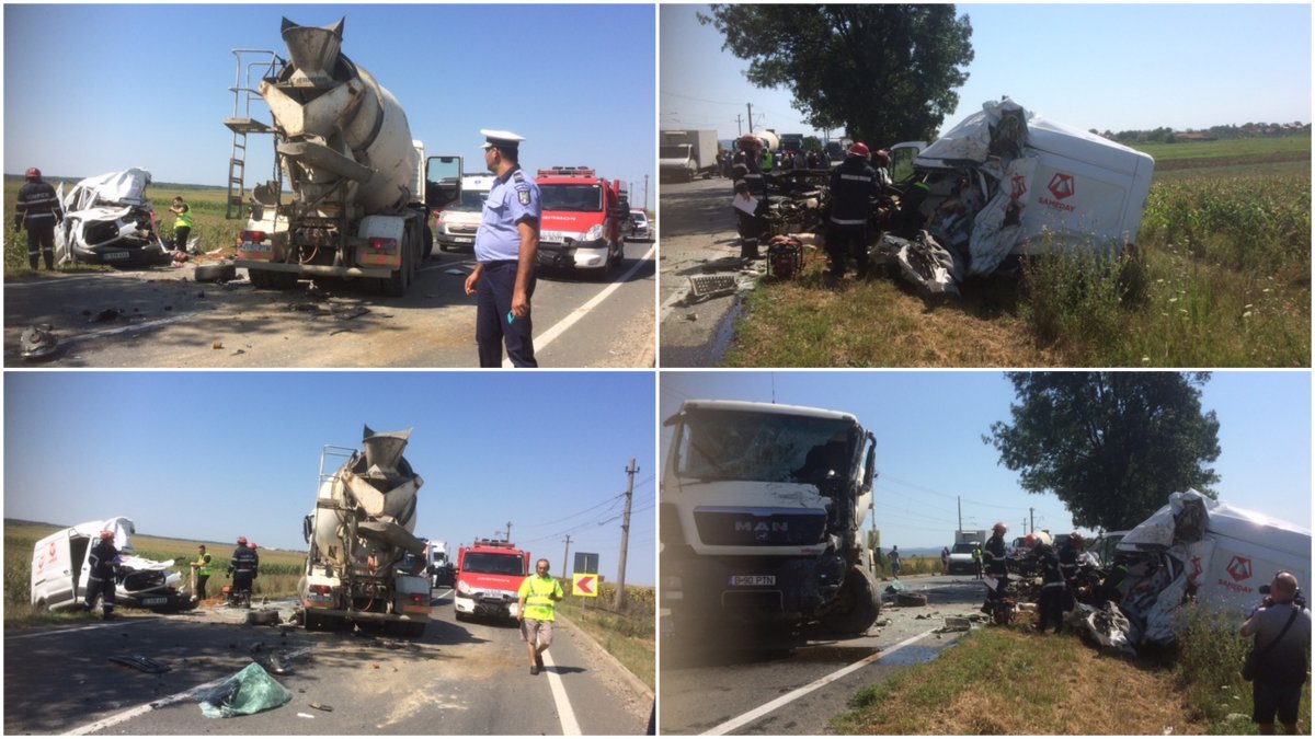 Tânăr de 30 de ani mort în accidentul dintre un microbuz si o autoutilitară (FOTO)