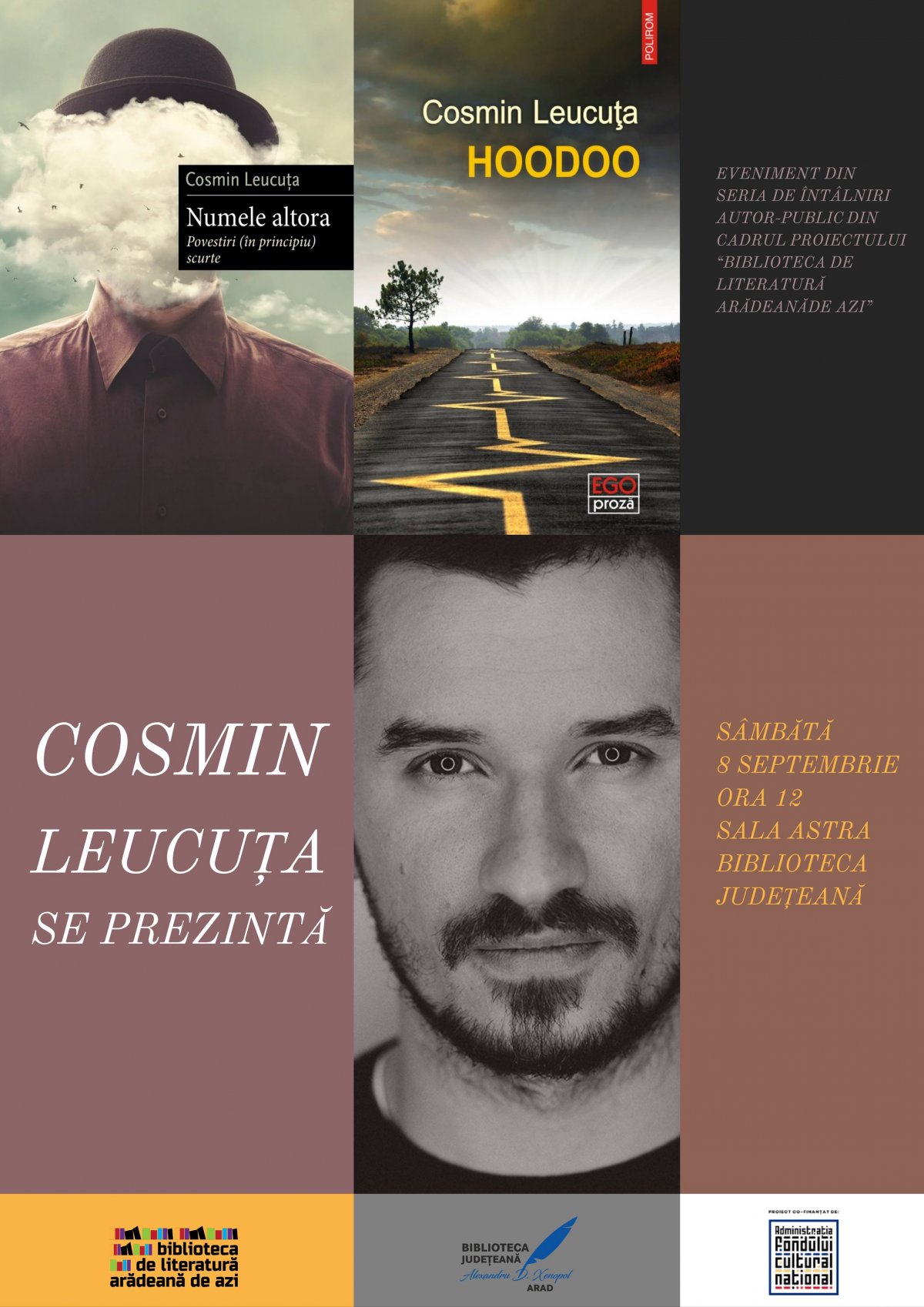 „Cosmin Leucuța se prezintă”, în seria de întâlniri autor-public din proiectul „Biblioteca de literatură arădeană de azi”