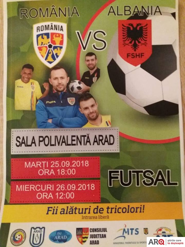 România - Albania , dublă amicală de futsal, la Sala Sporturilor din Arad