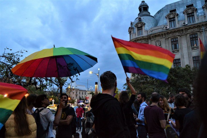 Protest pentru boicotarea referendumului pentru familie, în Piaţa Victoriei: 