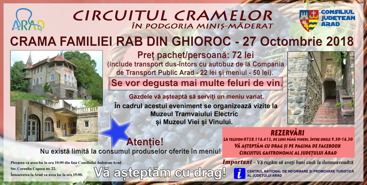 Consiliul Județean Arad invită turiștii la „Circuitul Cramelor”