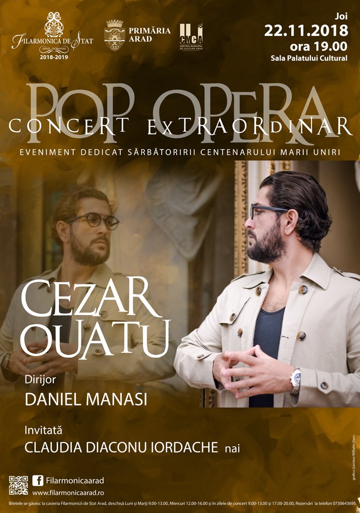 Cezar Ouatu revine la Filarmonica de Stat Arad cu cel mai nou proiect pop-opera, într-un concert unic, plin de emoție și spectacol!