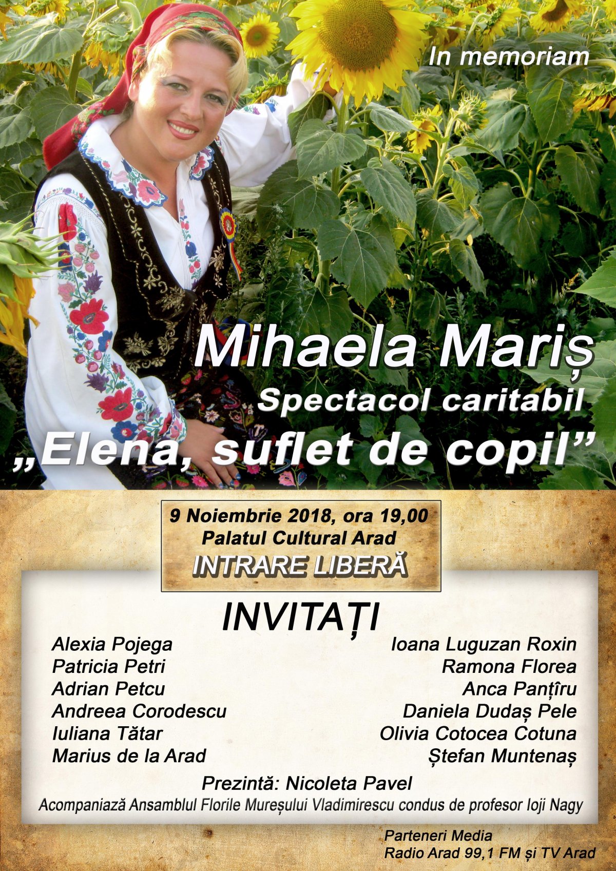 In memoriam, Mihaela Mariș. Concert caritabil, suflet și aduceri aminte!