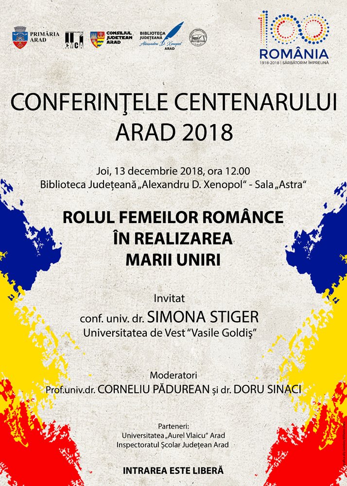 Conferințele Centenarului, la final. Invitată - conf.univ.dr. Simona Stiger