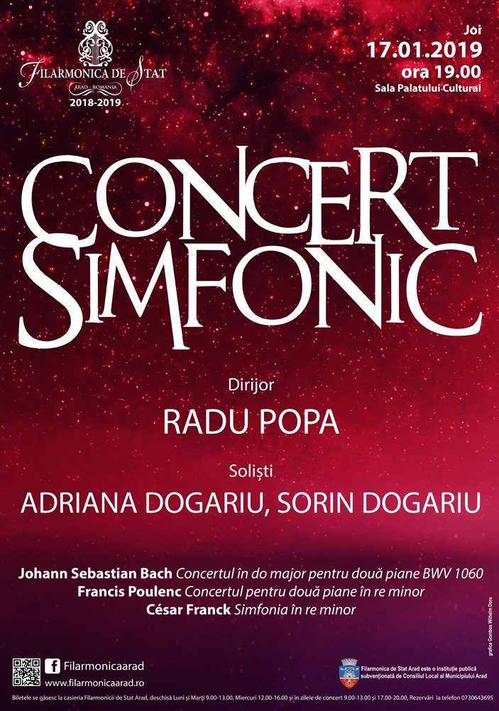 Concert simfonic cu dirijor Radu Popa, soliști Adriana Dogariu și Sorin Dogariu