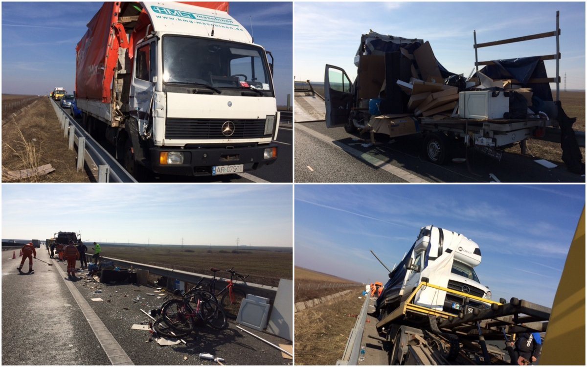 Accident cu un grav rănit pe autostrada Arad-Timișoara