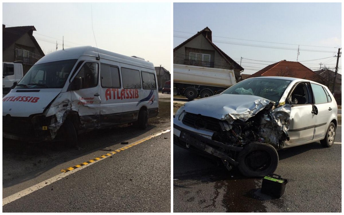 Accident între un VW și un microbuz ATLASSIB la Zimandcuz (FOTO)