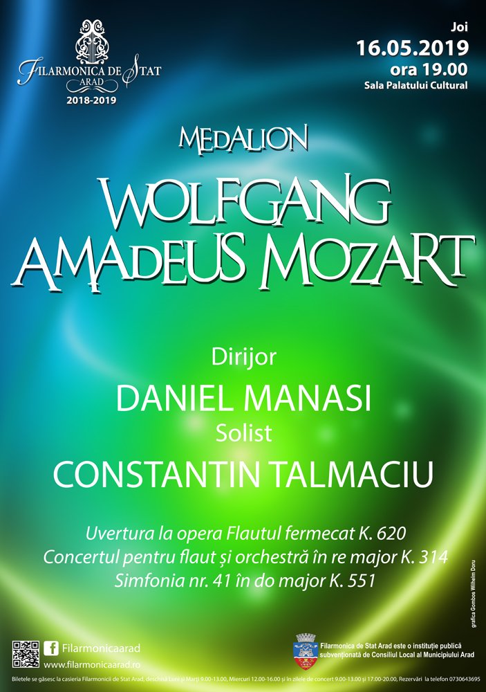 Medalion Wolfgang Amadeus Mozart – 16 Mai la Filarmonica Arad