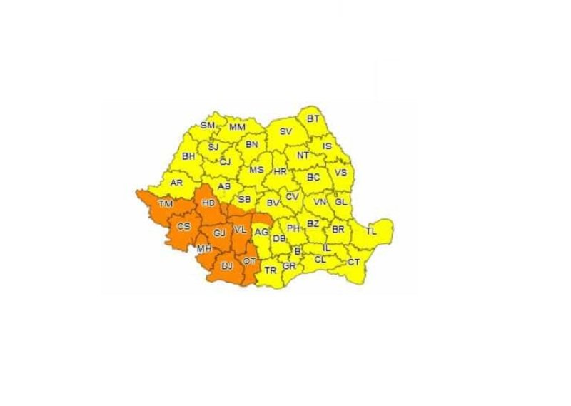 Alerta meteo, actualizată: este cod PORTOCALIU de furtuni și vijelii periculoase. HARTA la zi