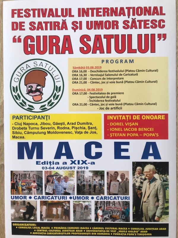 Dorel Vişan, Ionel Iacob Bencei și Ștefan Popa Popa’s, la Festivalul Internaţional de Satiră şi Umor Sătesc „Gura Satului” de la Macea