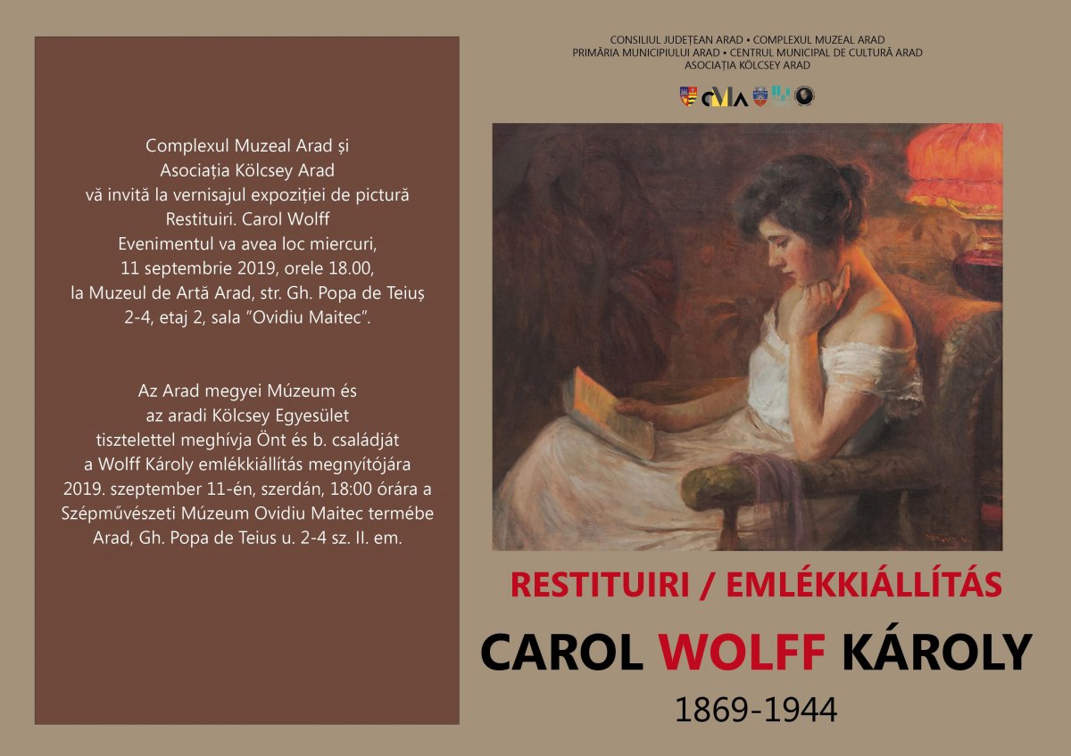 Invitatie la vernisajul expoziției ”Restituiri. Carol Wolff” - Muzeul de Artă ARAD