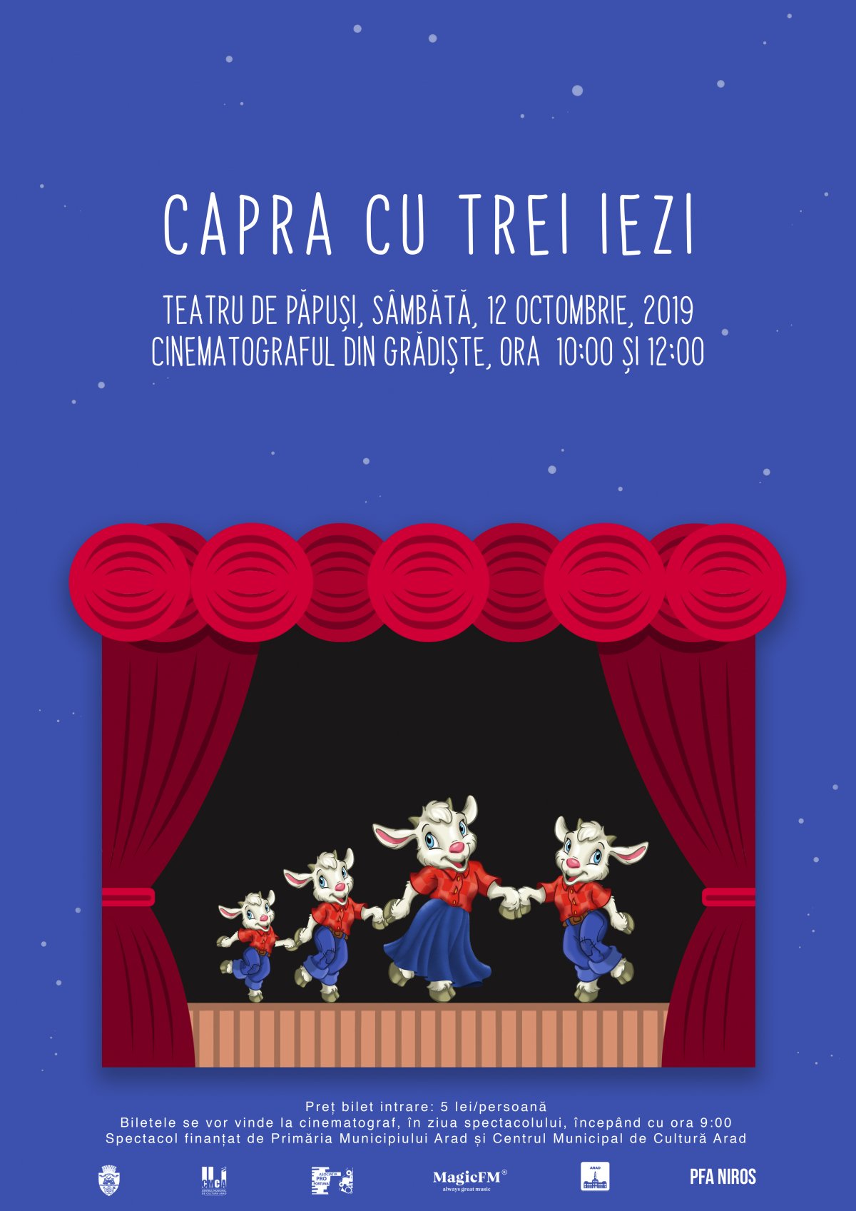 Piesa de teatru de păpuși „Capra cu trei iezi“, la Cinematograful din Grădiște