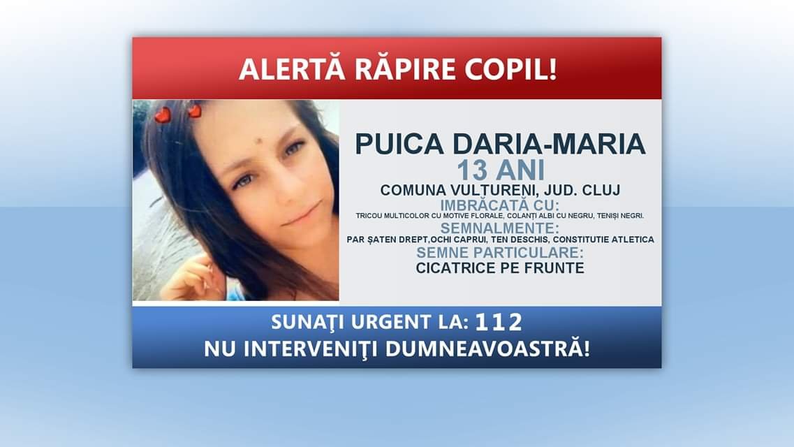 Fată de 13 ani dispărută