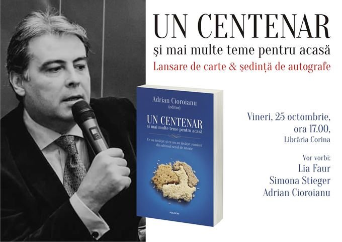 Adrian Cioroianu își lansează o carte la Librăria CORINA