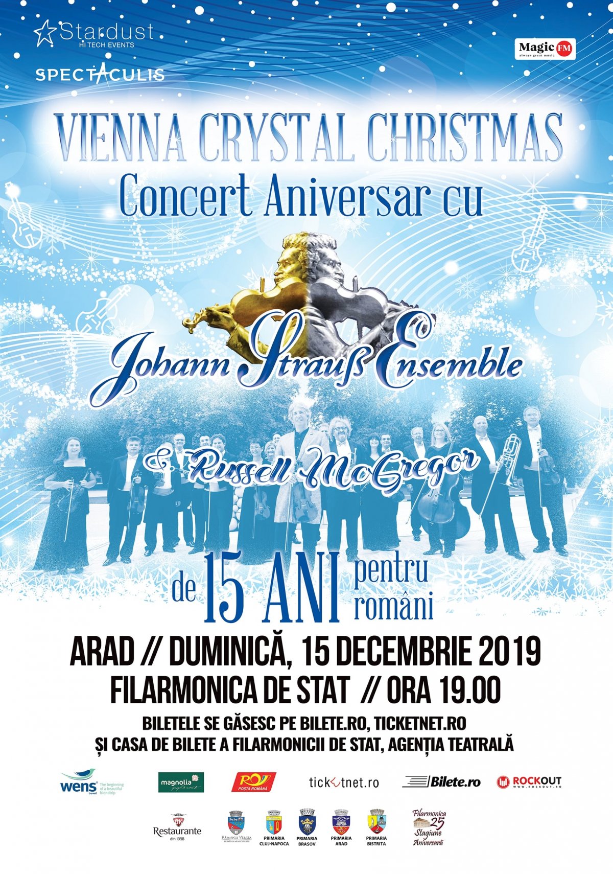 JOHANN STRAUSS ENSEMBLE PREZINTĂ  CONCERTUL ANIVERSAR „VIENNA CRYSTAL CHRISTMAS”, PE 15 DECEMBRIE, LA FILARMONICA DE STAT 