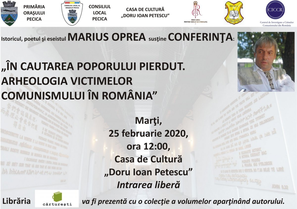 Istoricul Marius Oprea susține la Pecica o conferință despre victimele comunismului