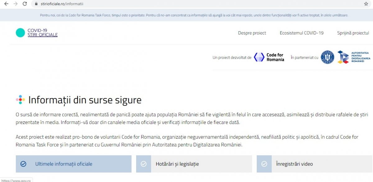 A fost lansată platforma online COVID-19 Știri Oficiale