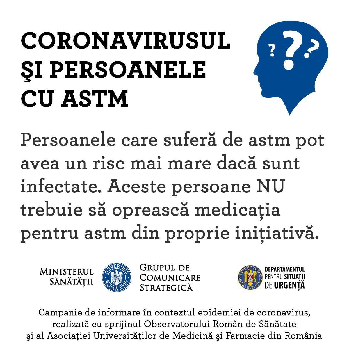 #STĂMACASĂ: Persoanele cu astm sunt sfătuite să rămână în locuințe