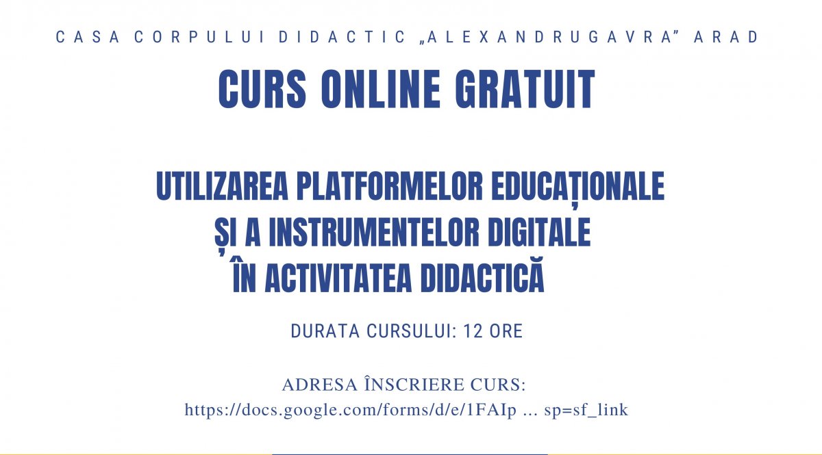 Casa Corpului Didactic „Alexandru Gavra” Arad – promotor al dezvoltării competențelor de predare-învățare-evaluare în sistem blended learning/online