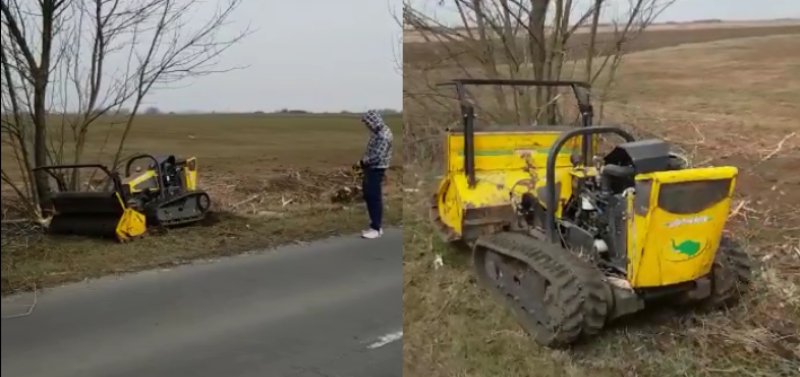 Acostamente ale drumurilor judeţene curăţate cu robotul (VIDEO)