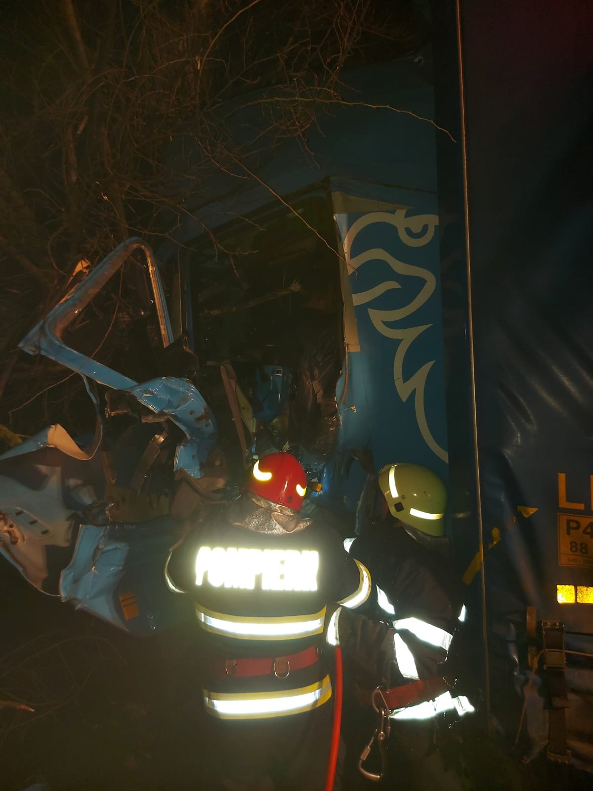 Accident pe DN79: a intrat cu TIR-ul într-un copac de pe marginea drumului, la Șimand - FOTO