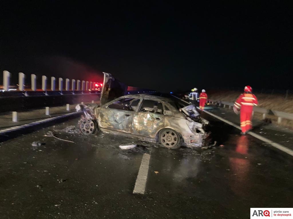 Accident între un Opel și un Audi și doi morți pe Autostrada Arad-Timișoara (FOTO - Video)
