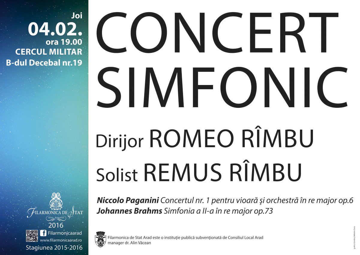 Concert simfonic dedicat creațiilor semnate Paganini și Brahms